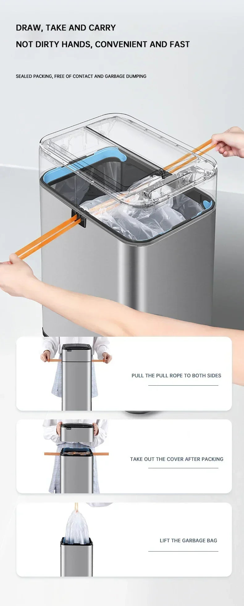 Trash Can 20L Stainless Steel Sensor Kitchen Bin Hands Free