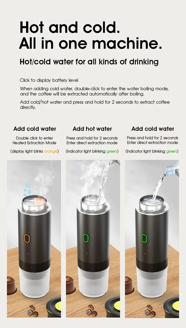 Portable Espresso Machine Wireless 3 In 1 Travel Car Camp