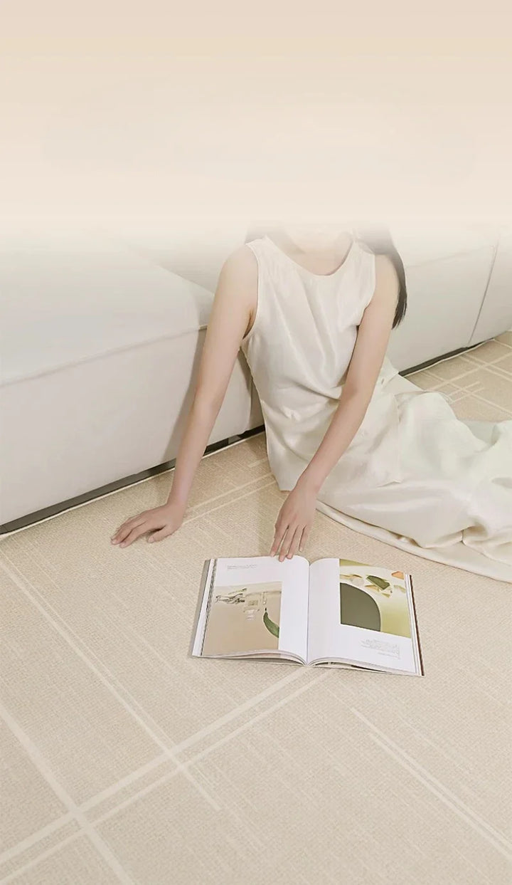 Round Rug Cream Wabi Sabi Luxury Non Slip Waterproof