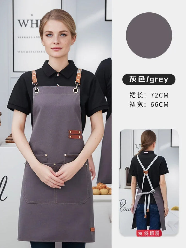 Kitchen Apron Professional Bib Apron Restaurant Work Apron Fall 2025 Waterproof Pockets Durable