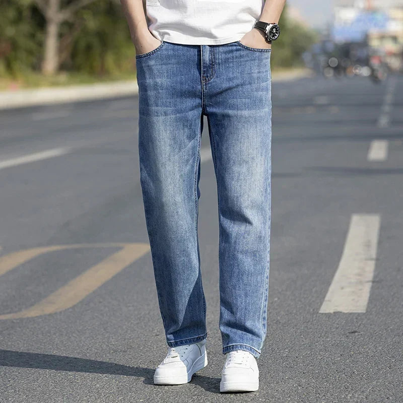 Breathable Men’s Straight Jeans - Relaxed Mid Rise Lyocell