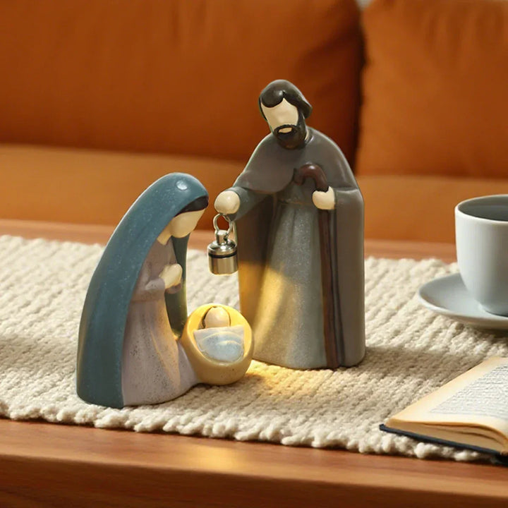 Nativity Scene Ornament Luminous Handheld Lamp Folk Art Christmas Decor 2025 Gift