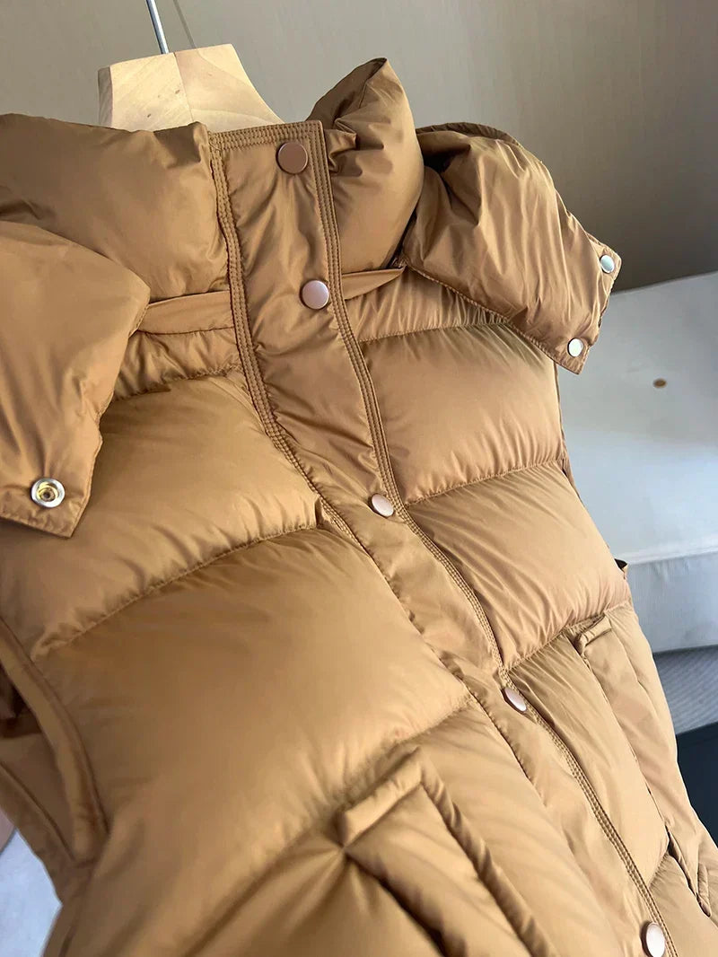 Insulating Women’s Hooded Puff Vest - Hip-Length, Down