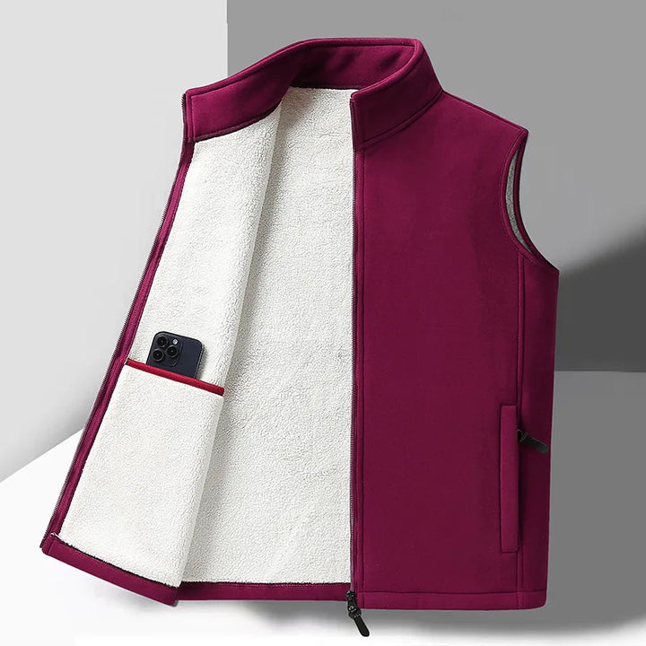 Warm Mens Fleece Vest - Sleeveless, Lamb Fleece, Winter