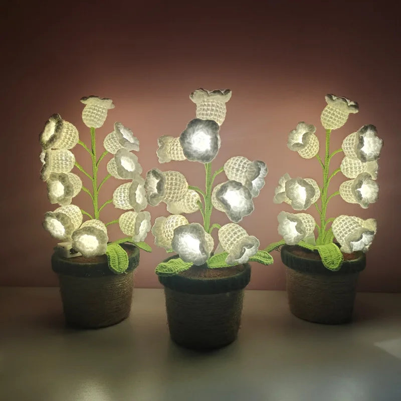 Knitted Lily Of The Valley Cotton Rope Pot Lamp Cozy