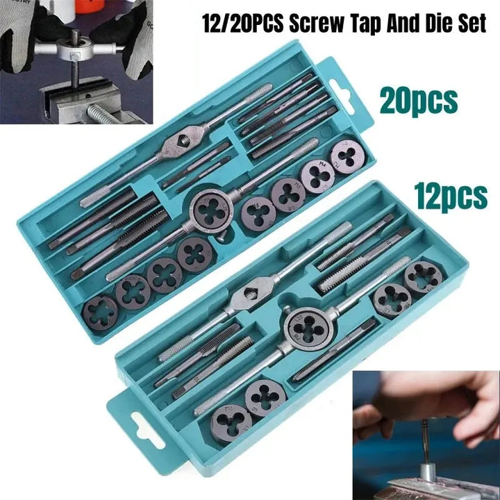 Tap And Die Set 20Pcs M3-M12 Metric Thread Tools For DIY Metalworking Kit