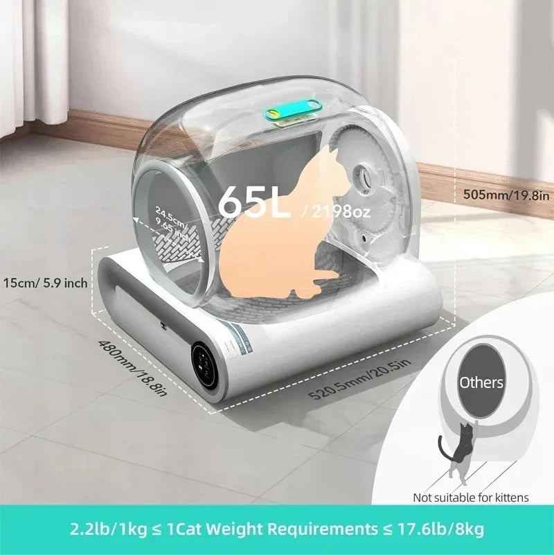 Automatic Smart Cat Litter Box 65L Self Cleaning APP Control Fully Enclosed Litter Box Fall 2025 Gift