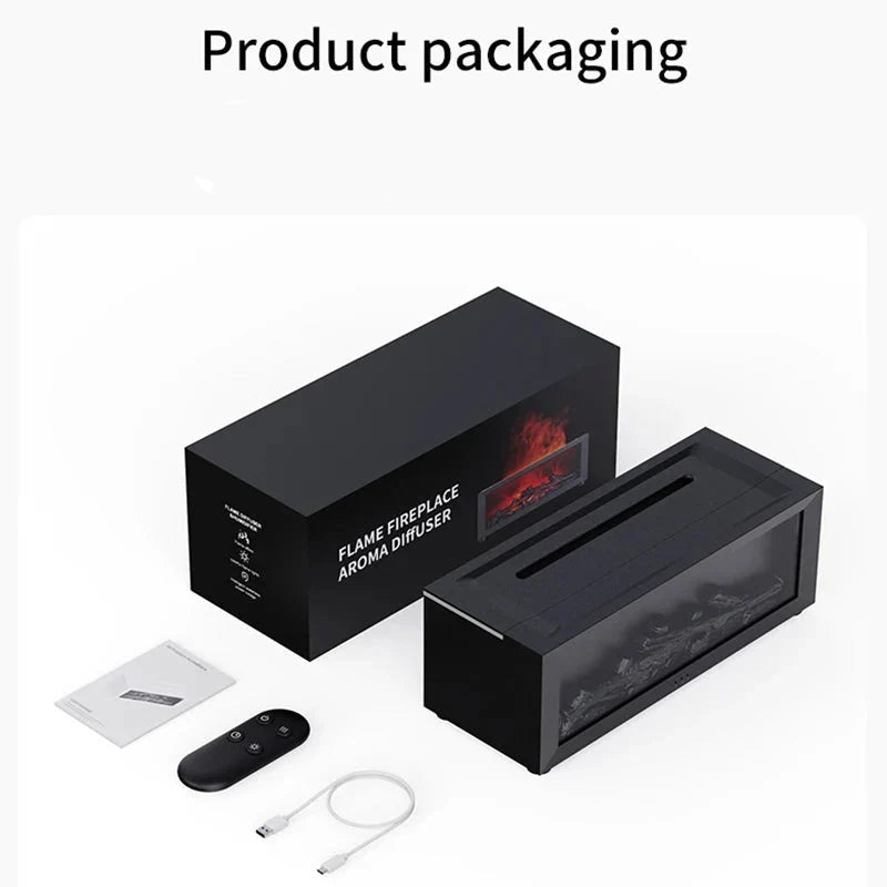 Creative Fireplace Air Humidifier Diffuser with LED Light Remote Control for Home Gift