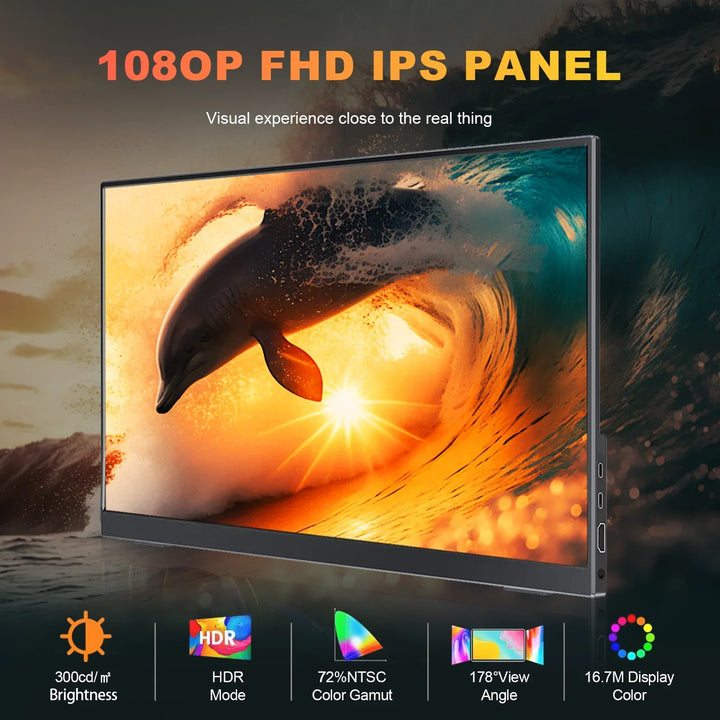 Portable 15.6 Inch FHD IPS Gaming Monitor 3ms Speaker