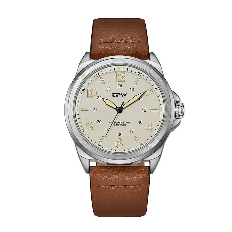 Rugged Field Watch 42mm Fabric Strap Military Analog 30M