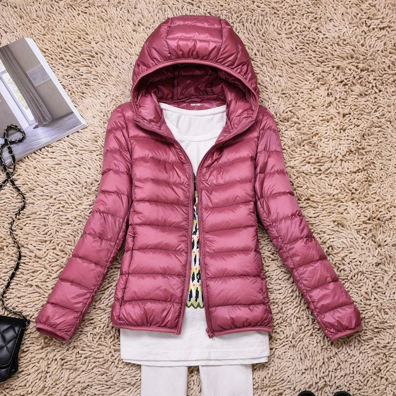 Lightweight Women’s Down Jacket - Hooded, Packable Travel
