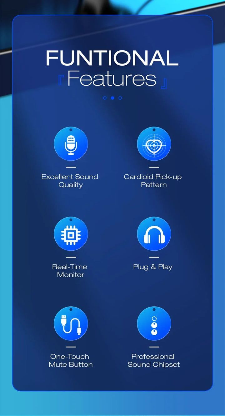 USB Condenser Microphone Desktop Mic For Streaming Podcast