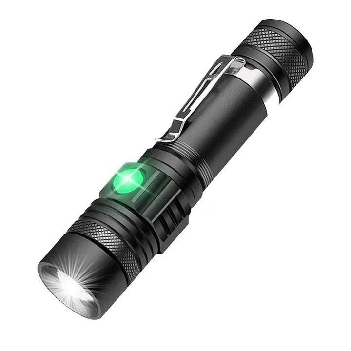 High Power LED Flashlights Zoomable Camping Torch with T6 LED, Waterproof, 4 Lighting Modes, USB Charger, Outdoor Emergency Light