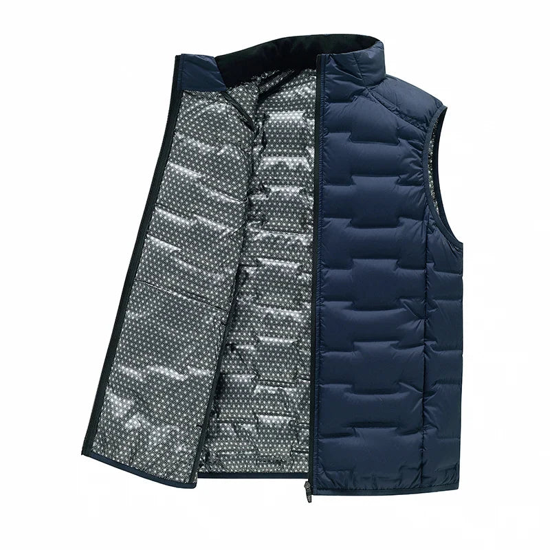 Warm Cozy Men’s Down Vest - Stand Collar, Duck Down, Winter