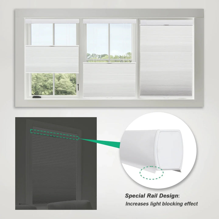 No Drill Honeycomb Blinds Cordless Thermal Insulated 1" Cell Fabric