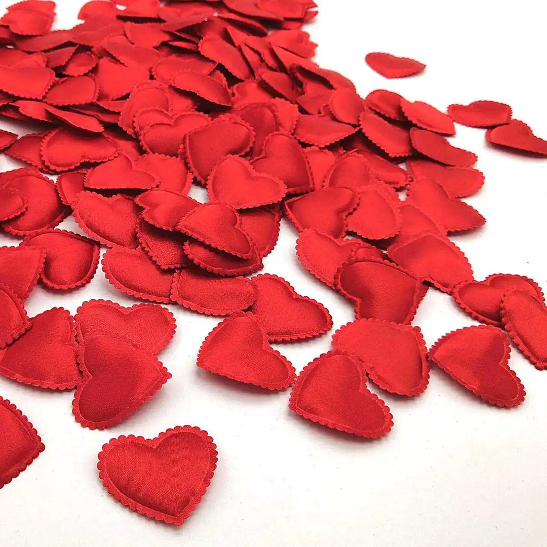 Heart Confetti Padded Fabric Hearts 200Pcs Red Valentine 2026 Table Decor For Wedding Party