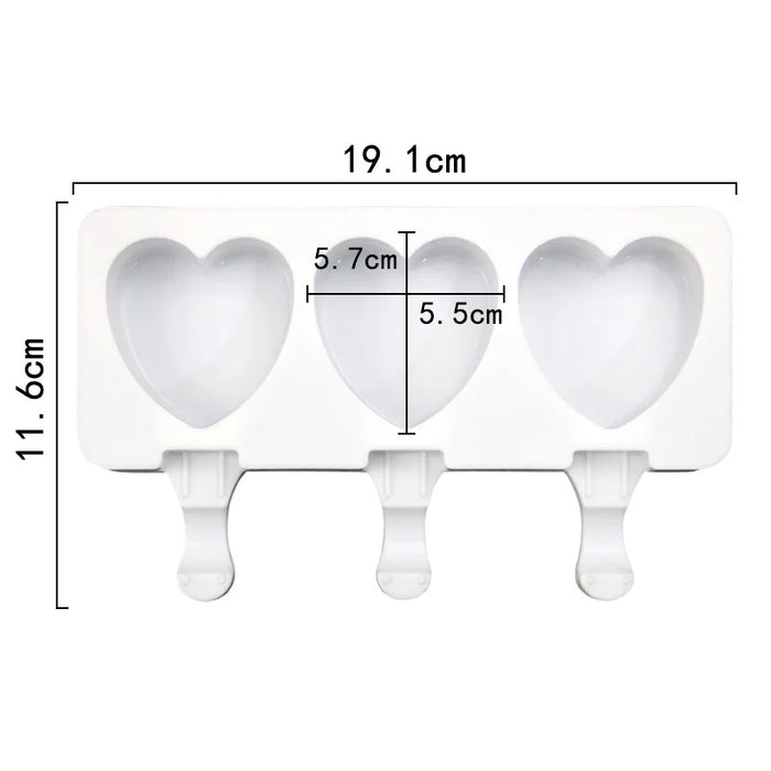 Heart-Shaped Silicone Ice Cream Mold, 3 Cavity Design for Chocolate, Pudding, and More, Food-Grade, Easy Release