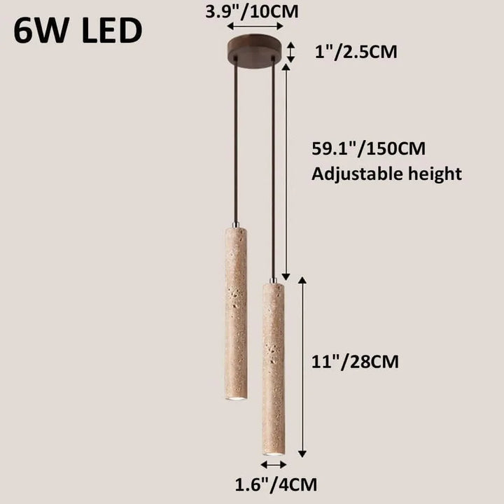 Japandi LED Pendant Lamp Wood Tube Japan Style Bedroom Light