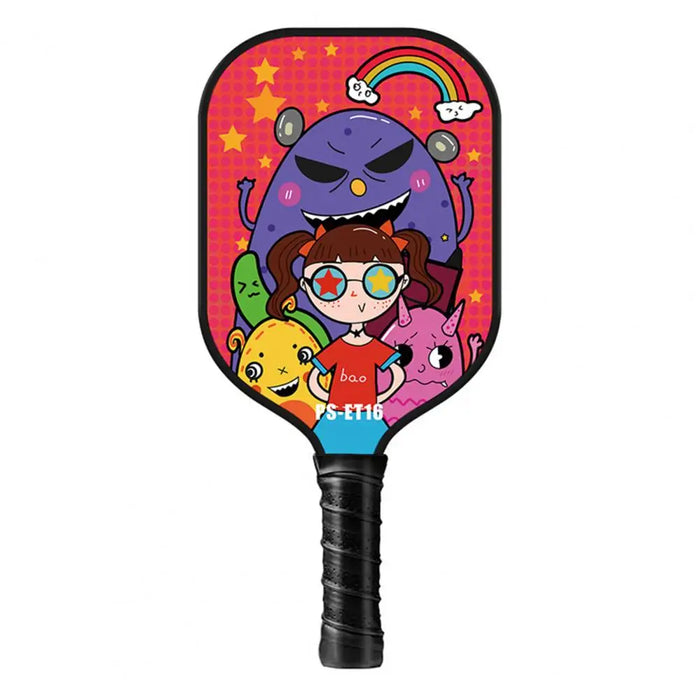 Lightweight Children's Pickleball Paddle Set with Cartoon Print, 2 Balls, Ideal for Kids Under 16, Durable Fiberglass, 180g