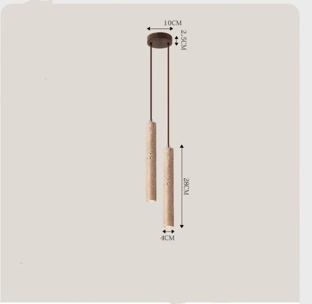 Japandi LED Pendant Lamp Wood Tube Japan Style Bedroom Light