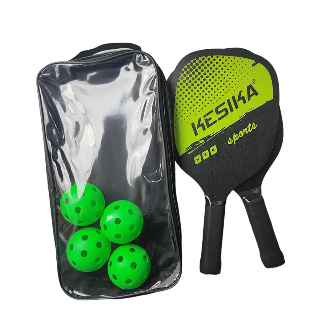 Lightweight Pickleball Paddle Set with 2 Rackets, 4 Balls, Storage Bag for Adults and Kids, High-Quality Wood Construction