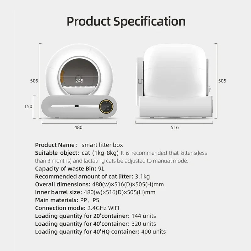 Automatic Smart Cat Litter Box 65L Self Cleaning APP Control Fully Enclosed Litter Box Fall 2025 Gift
