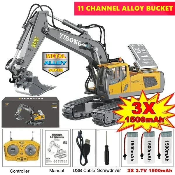 Remote Control Excavator Toy 4WD Construction Vehicle Battery Included Kids Gift Fall 2025