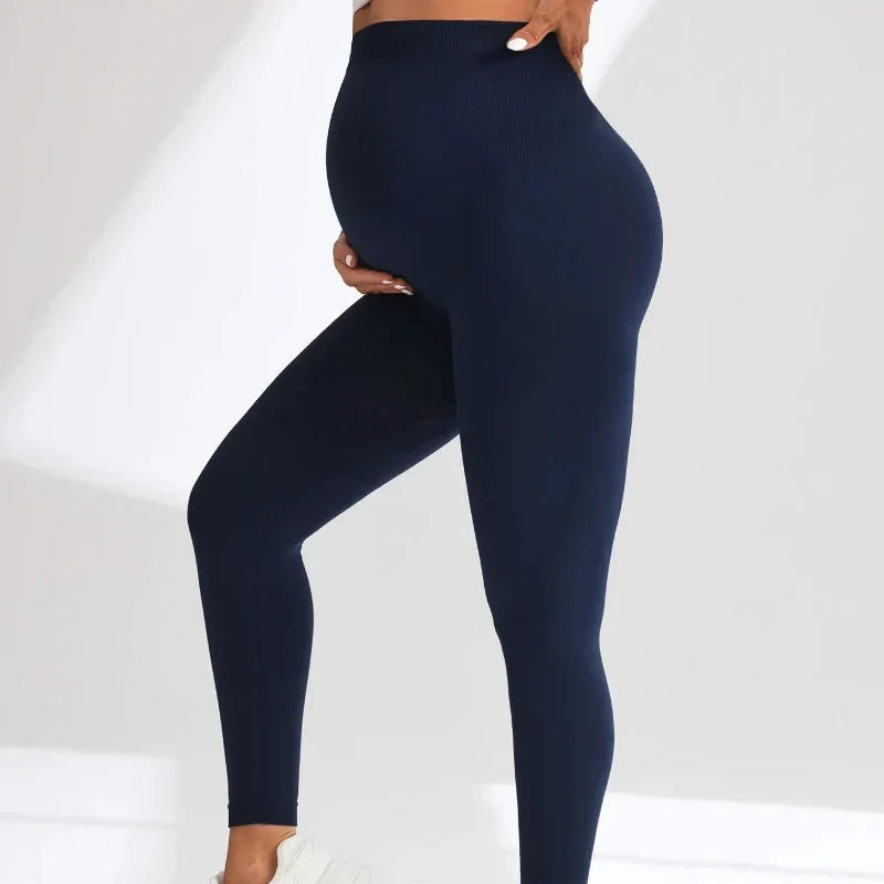 Supportive And Flattering Women’s Maternity Leggings – High Waist Ankle-Length Seamless Knit, For Pregnancy And Workouts