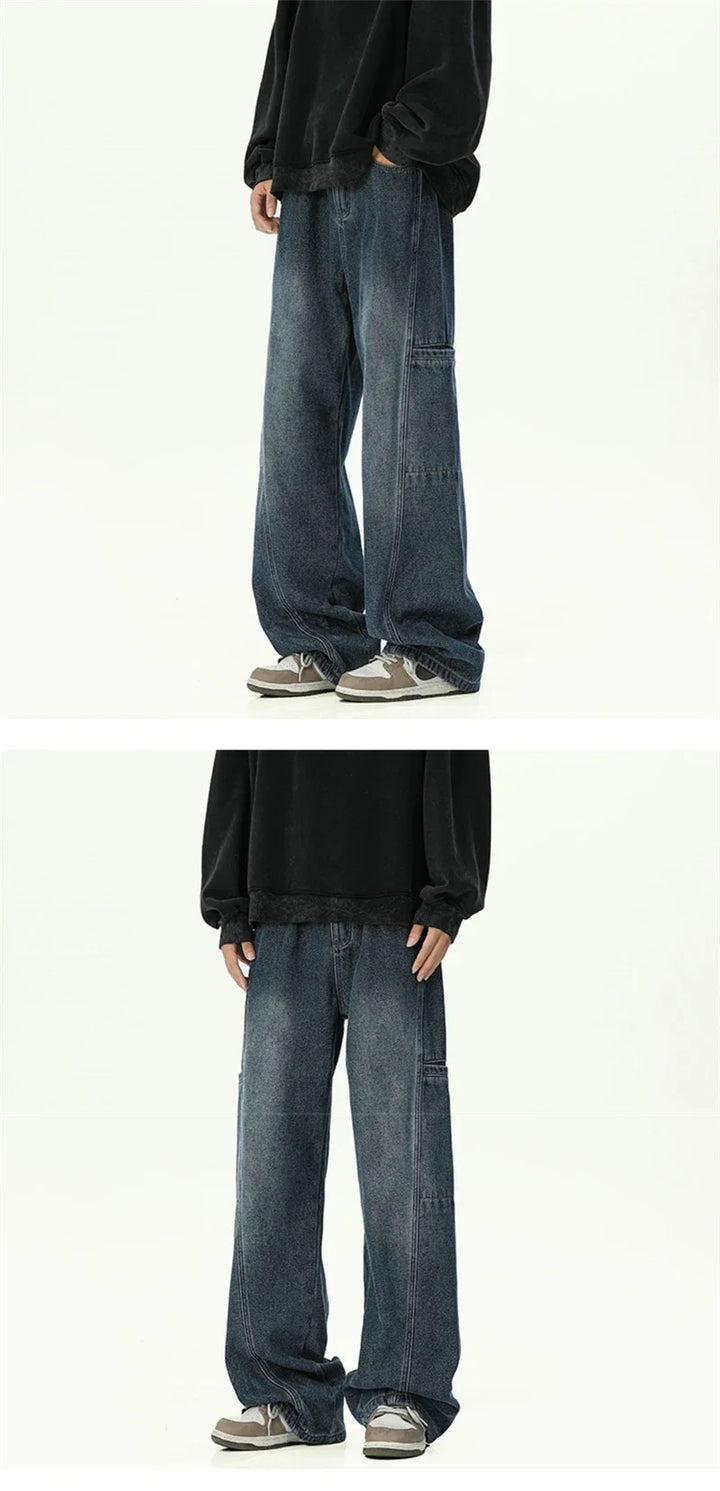 Oversized Mens Cargo Jeans - Wide Leg, Denim, Street
