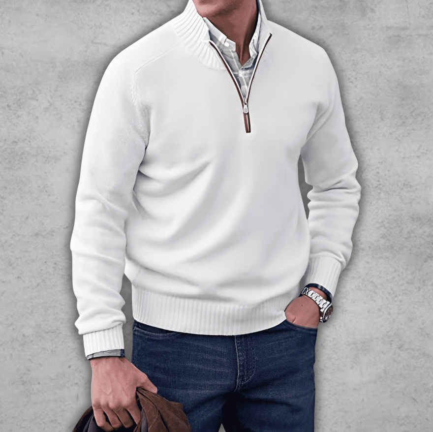 Soft Classic Mens Quarter Zip Sweater - Ribbed Cotton