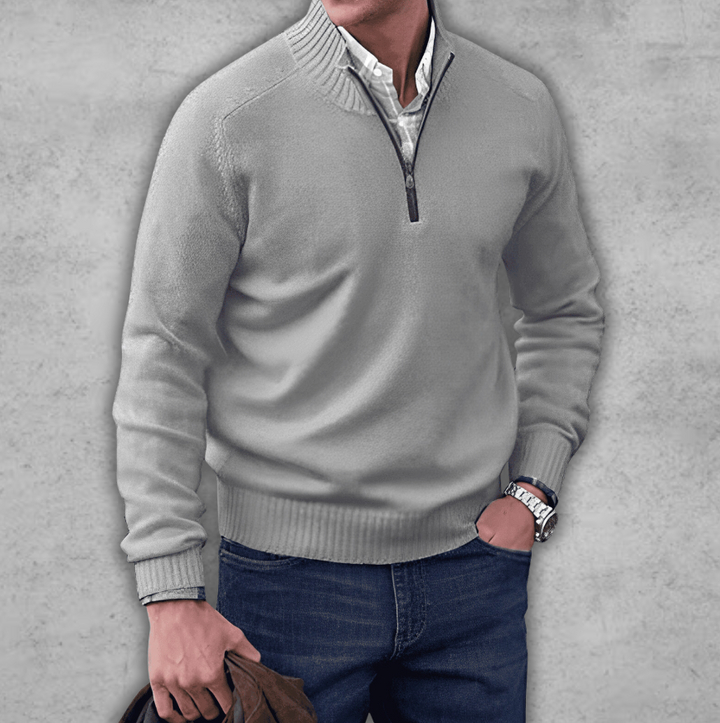 Soft Classic Mens Quarter Zip Sweater - Ribbed Cotton