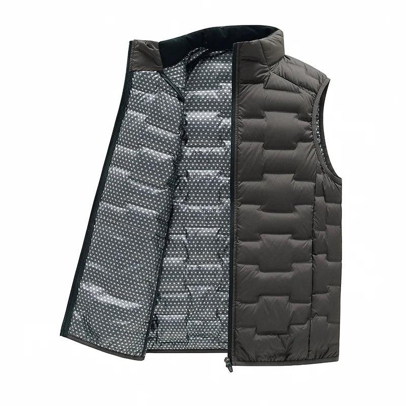 Warm Cozy Men’s Down Vest - Stand Collar, Duck Down, Winter