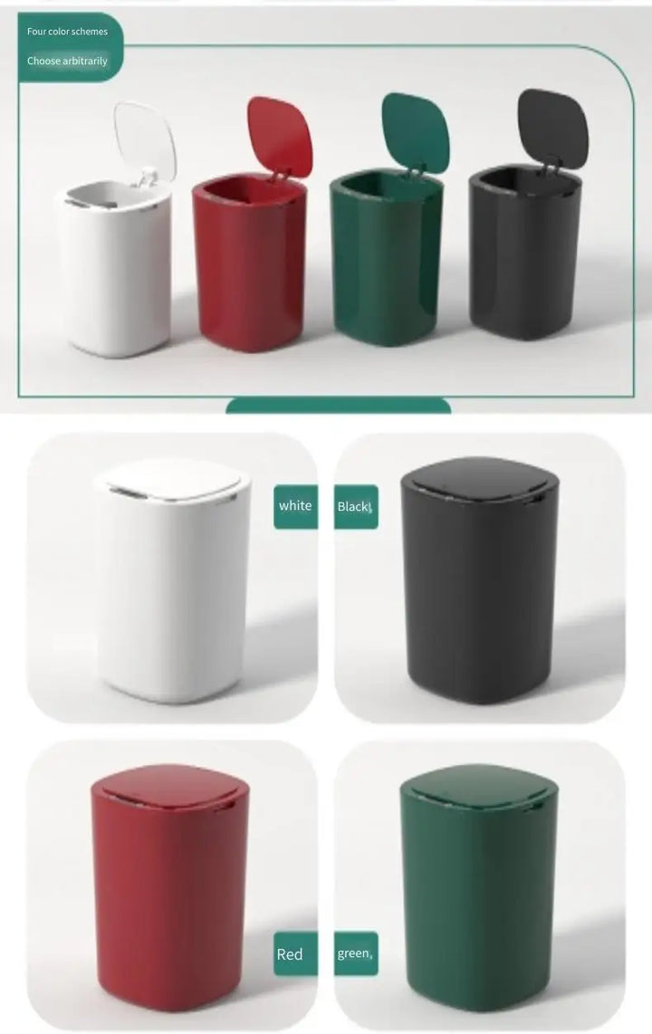 Smart Sensor Trash Bin With Flip Lid For Home Touchless