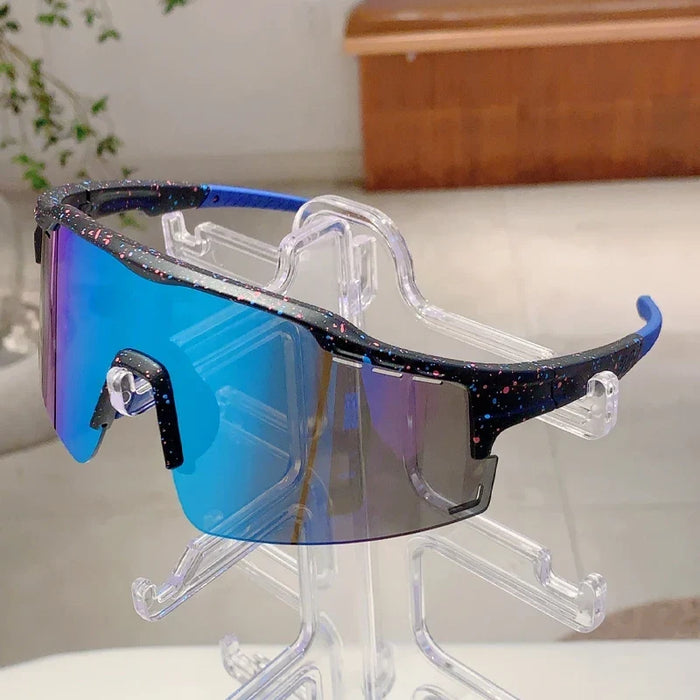 Oversized Sports Sunglasses Men, 2025 Punk Mirror Anti-UV Riding Shades