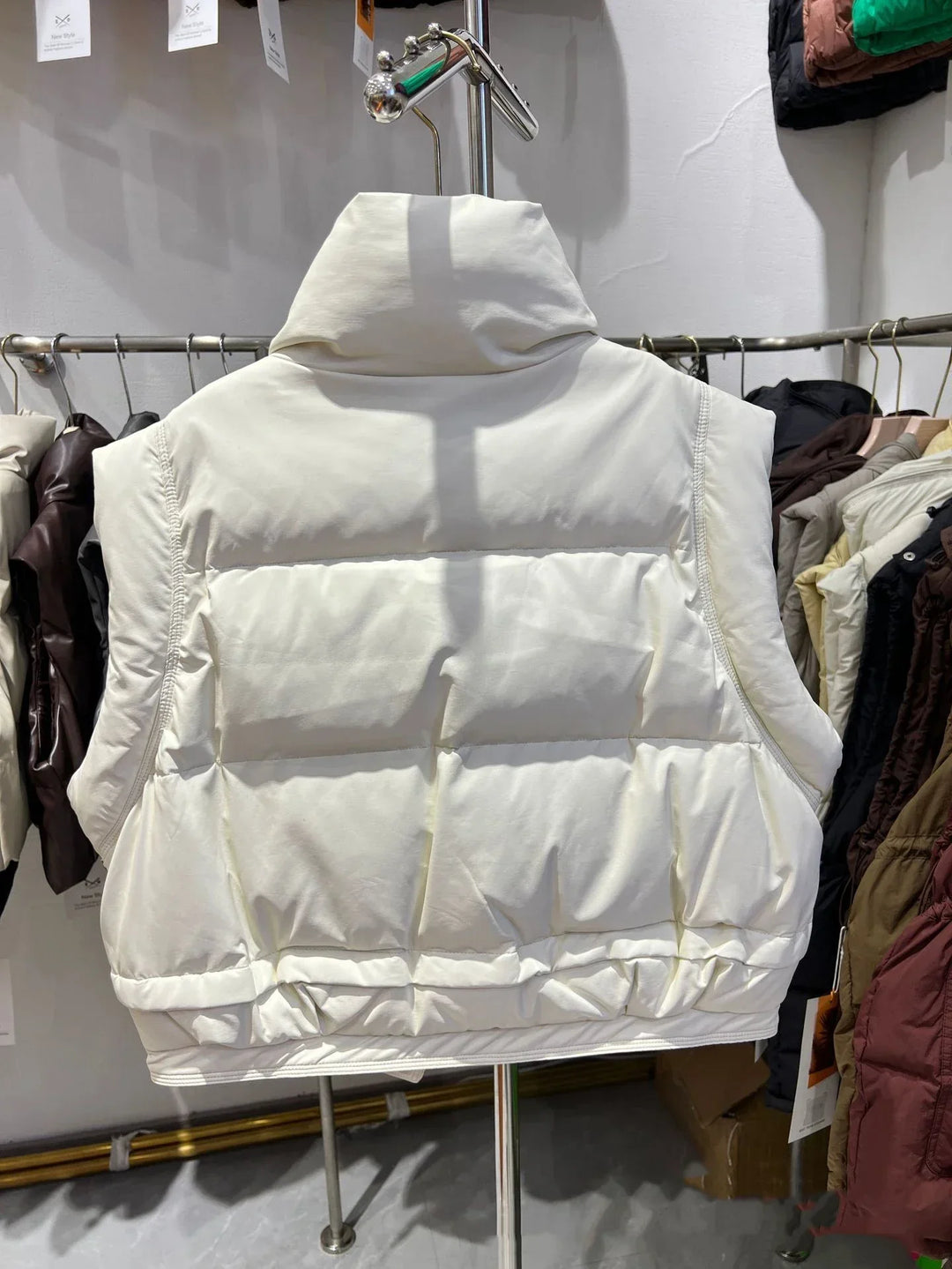 Warm Women’s Down Vest - Cropped Boxy, PU, Winter Layering