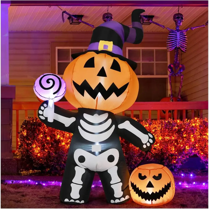Halloween Inflatable 6ft Pumpkin Skull Yard Decor 2025