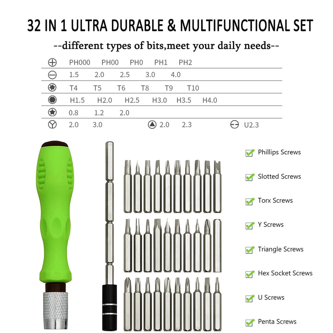 Screwdriver Set Mini Tool Kit Green Handle For DIY Home Repairs Fall 2025 TikTok Viral Gift