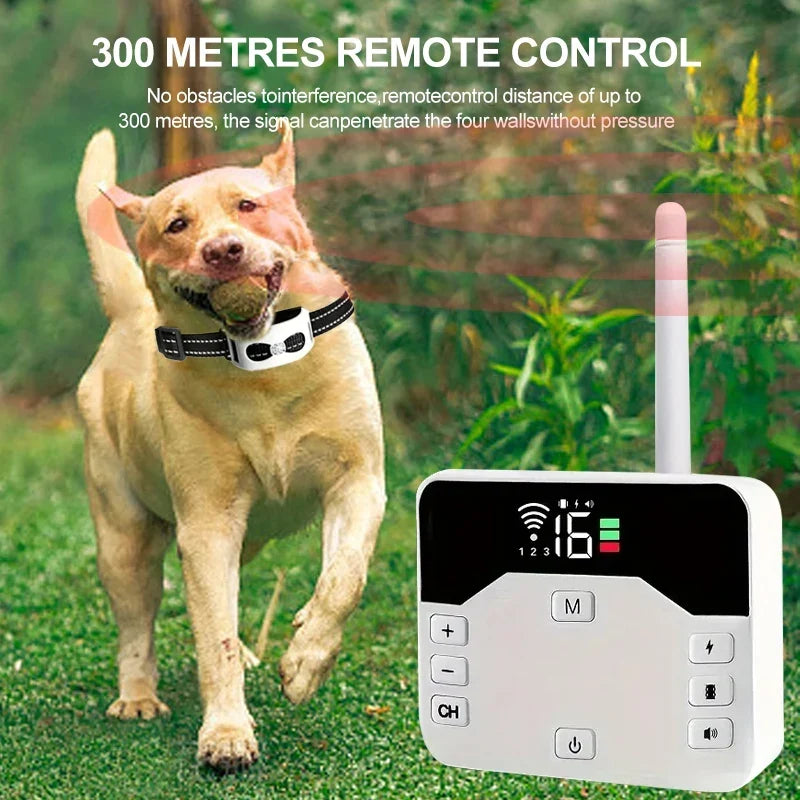 Pets Wireless Electronic Fence - IP65 Waterproof Rechargeable Remote Control Training Collar