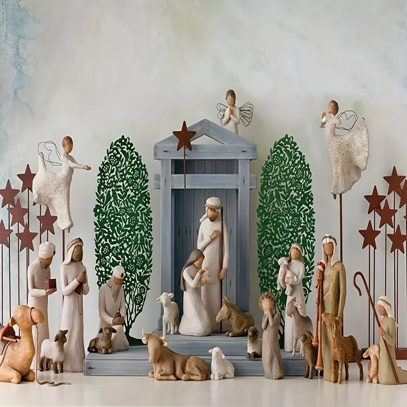 Nativity Figurine Set - Hand-Painted Resin Nativity Scene, Christmas Decor 2025 Gift Idea