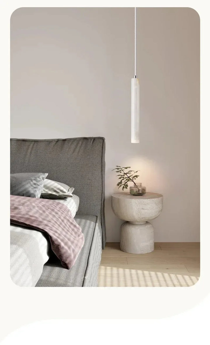 Japandi LED Pendant Lamp Wood Tube Japan Style Bedroom Light