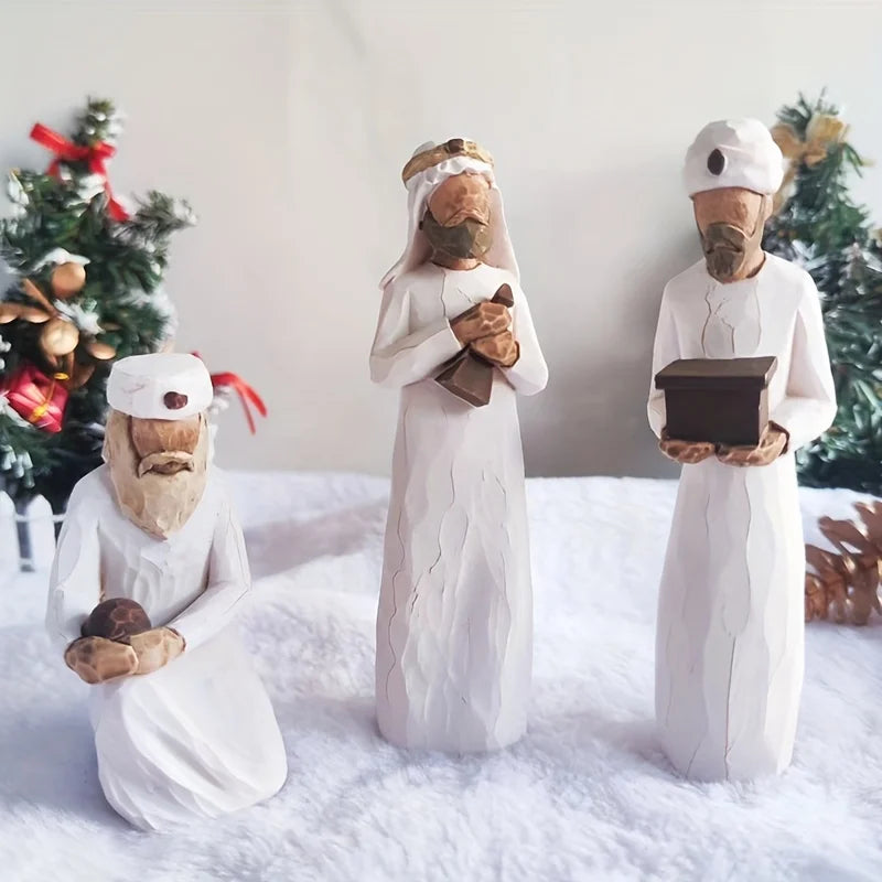 Nativity Figurines Set Handcrafted Resin Three Wise Men Nativity Scene Christmas Decor Gift