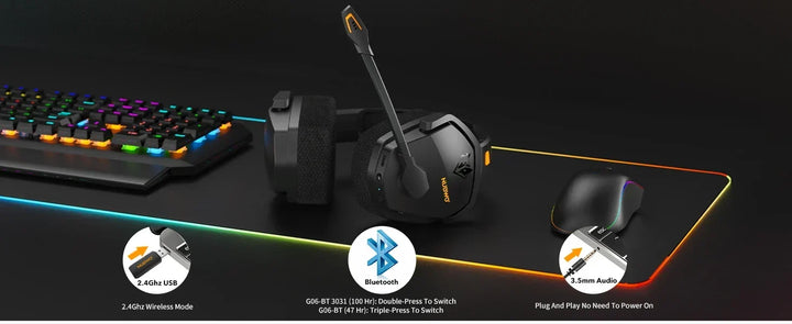Wireless Gaming Headset With Mic Active Noise Cancellation
