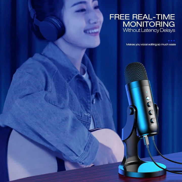 USB Condenser Microphone Desktop Mic For Streaming Podcast