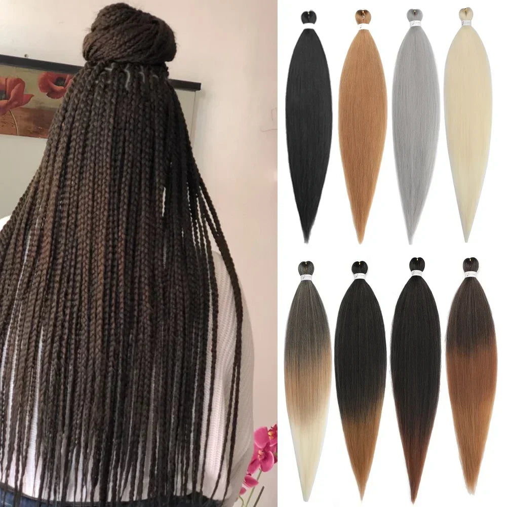 Pre-Stretched Braids Synthetic Ombre Yaki Texture Extensions