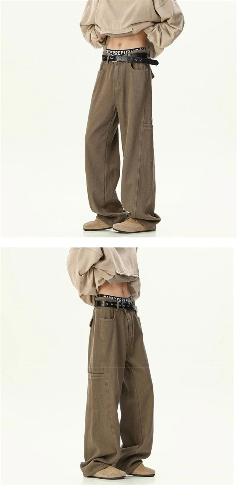 Oversized Mens Cargo Jeans - Wide Leg, Denim, Street