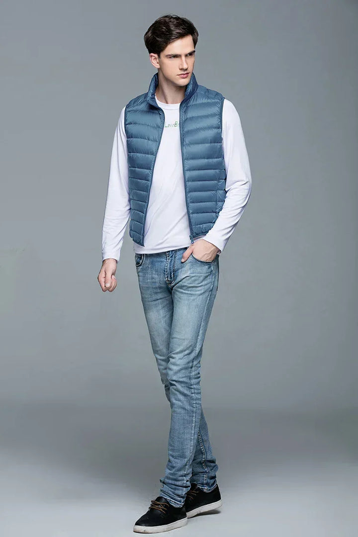 Lightweight Classic Men Down Vest - Quilted Nylon Layering