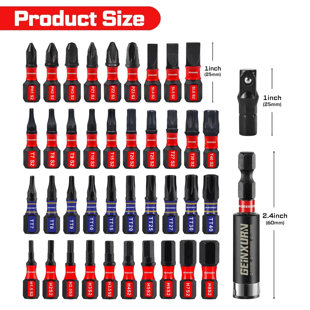 Impact Screwdriver Bits Set S2 Steel 32Piece With Magnetic Bit Holder And Case Fall 2025 DIY Gift