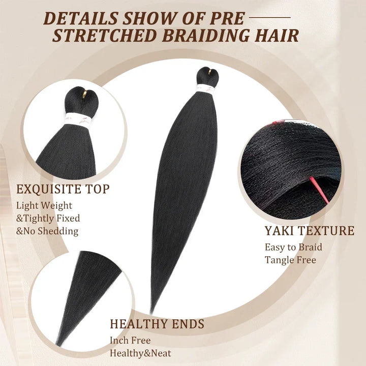 Pre-Stretched Braids Synthetic Ombre Yaki Texture Extensions