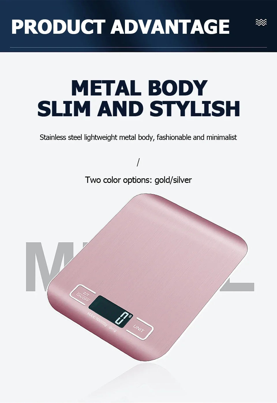 Digital Kitchen Scale Stainless Steel LCD Baking Scale