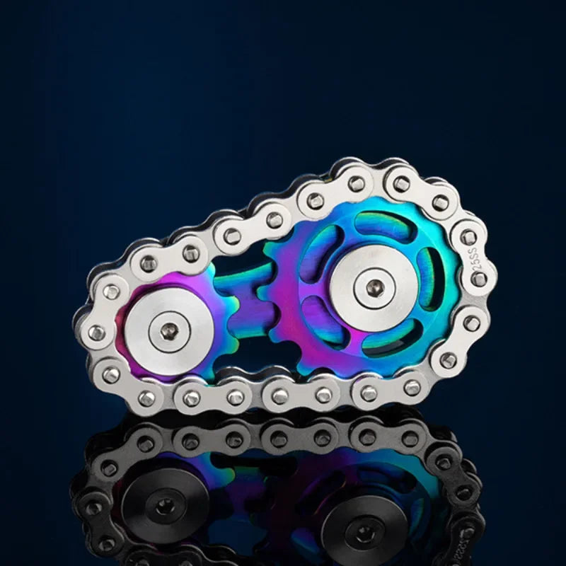 Fidget Spinner Metal Chain Gear EDC Rainbow Focus Toy